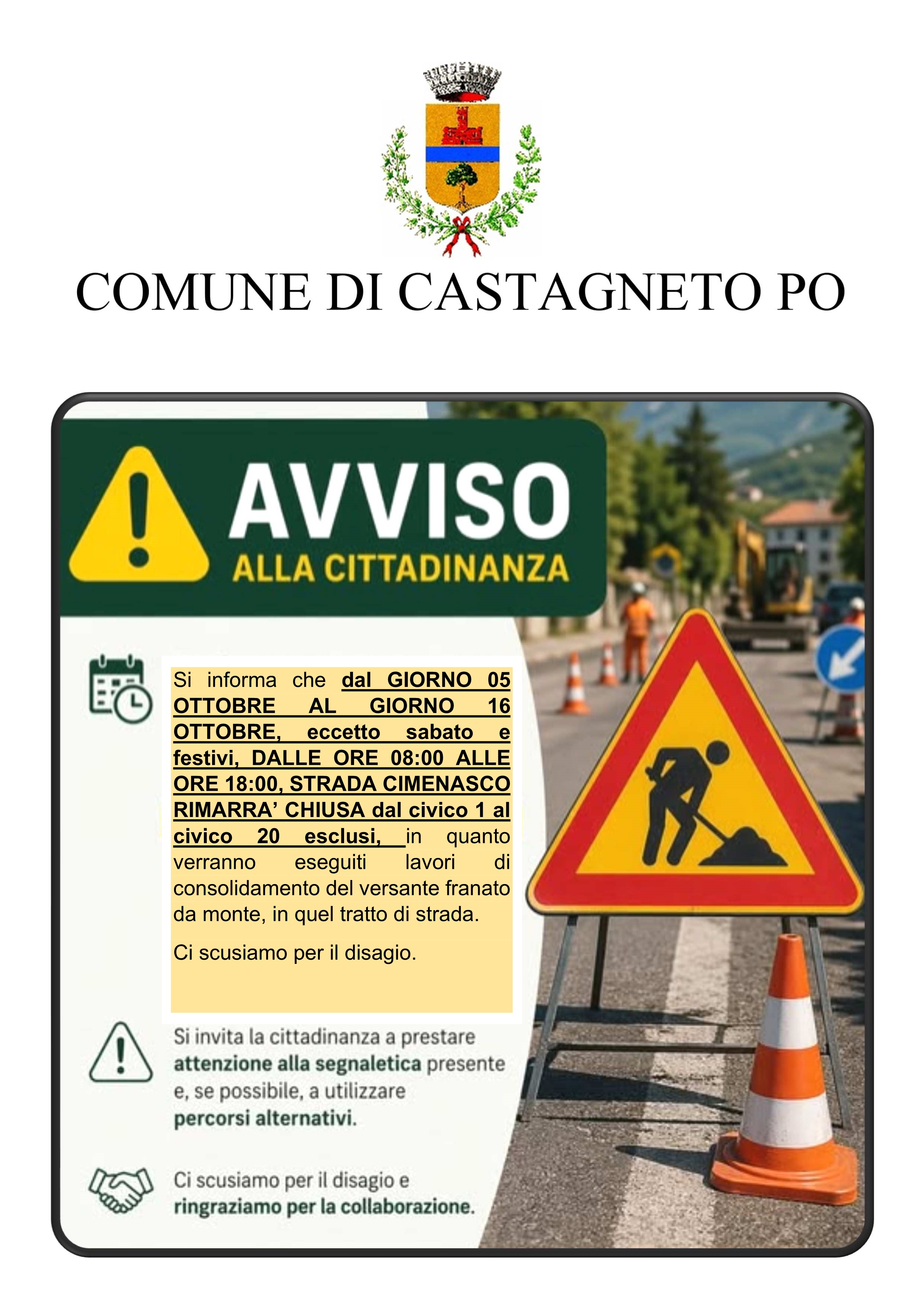 Chiusura Strada Cimenasco