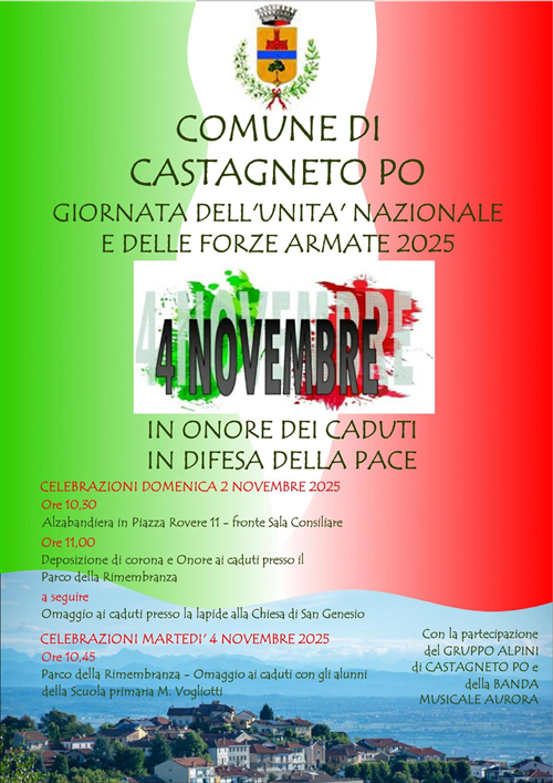 4 novembre Giornata dell'Unità Nazionale e delle Forze Armate