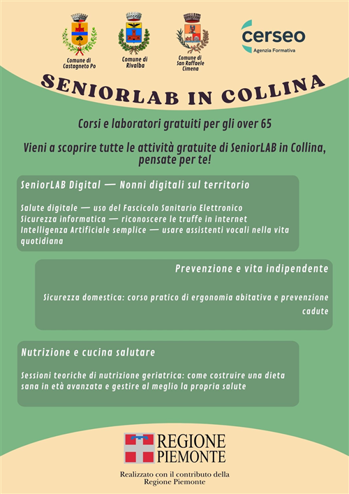 Parte SeniorLAB in Collina: al via i corsi per lanzianità attiva